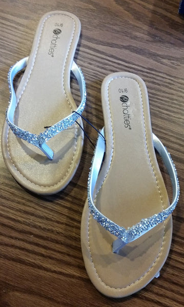 Women's Flip Flop Sandals with Sparkly Gems Thong Straps