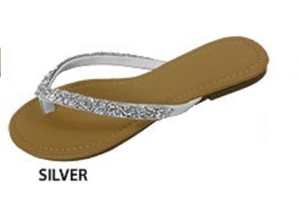 Women's Flip Flop Sandals with Sparkly Gems Thong Straps