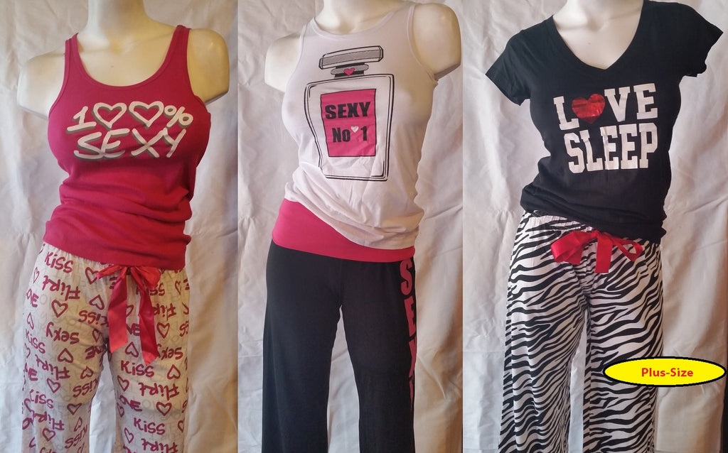 Plus-Size Wholesale Pajama Sets - Top + Long Bottoms 24 Assorted Pieces