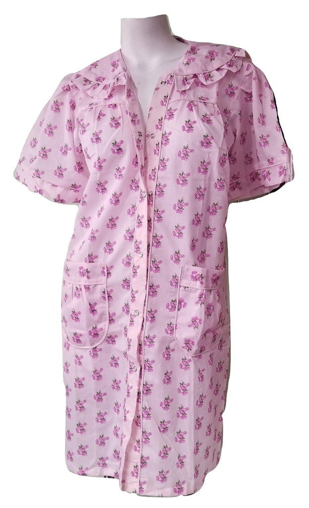 Pink Floral Snapfront Housedress
