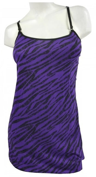 Plus-Size Chemise Mini Gown - Purple Zebra