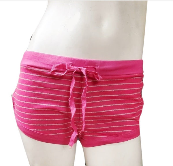 Pink Striped Cotton Shorts