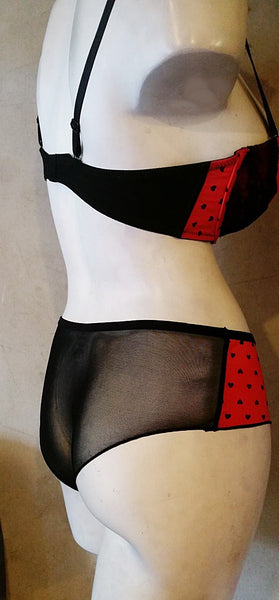 2 Piece Sweetheart Red Lace and Sheer Bra & Panty Set