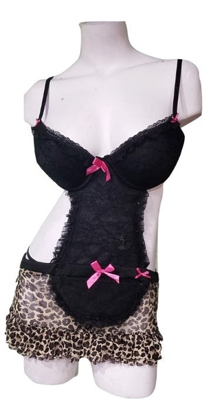 2 Piece Leopard Mesh Apron Set