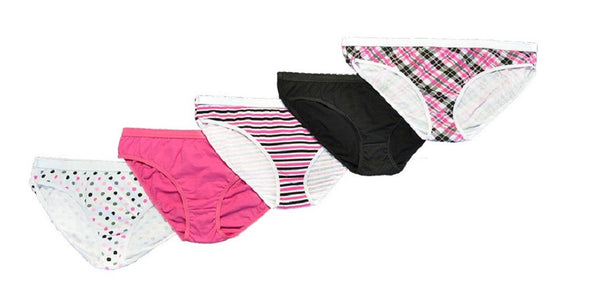 5pack Womens Cotton Panties Lingerie Underwear - Pink Plaid & Stripe