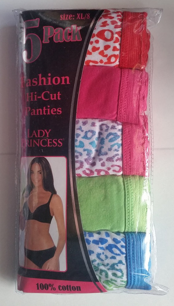 100% Cotton Fashion Panties 5 Pack Rainbow Leopard