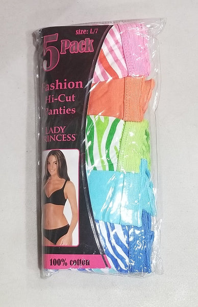 100% Cotton Fashion Panties 5 Pack Rainbow Zebra Stripe