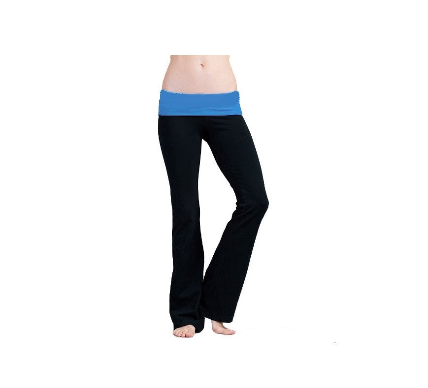 Women's Fashion Yoga Leggings with Turquoise Foldover WaistBand - 24 Pairs