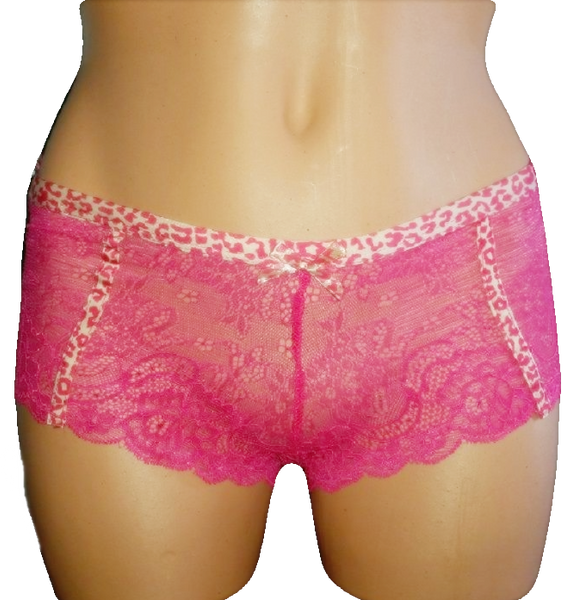 Pink Lace Leopard Print Boyshorts