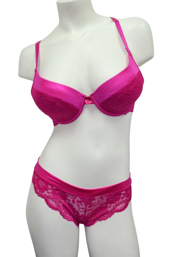2 Piece Hot Pink Lace Bra & Panty Set – wholesalecamel