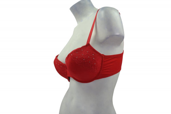 Red Lace & Bling Push-Up Bra