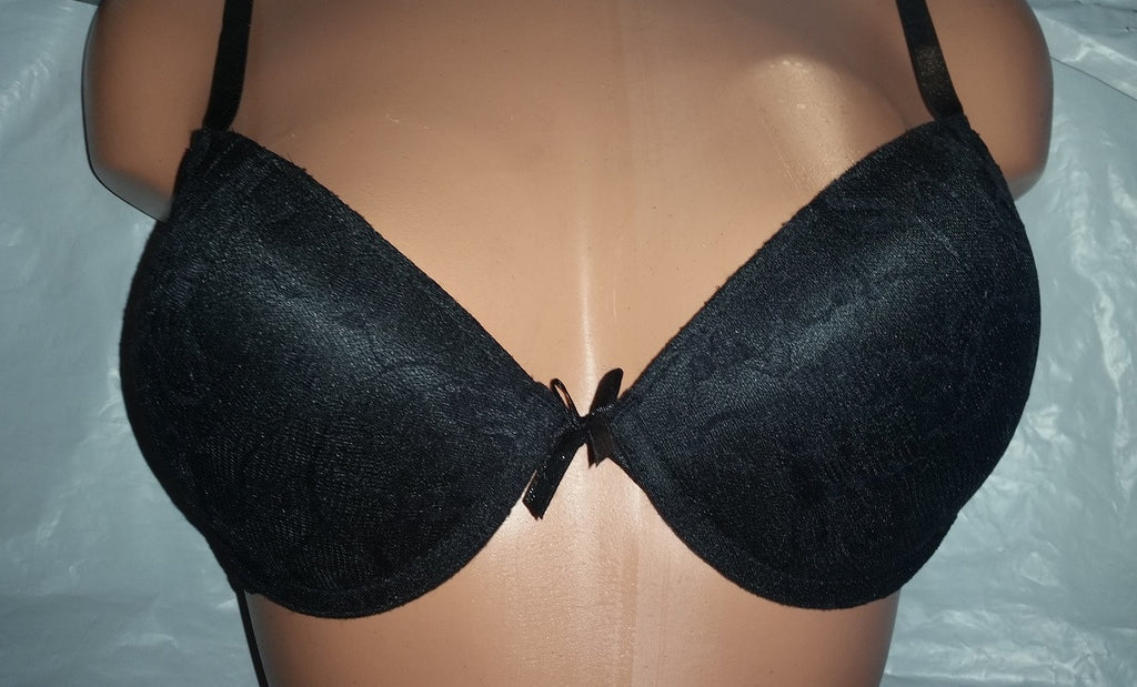 Womens Beautiful Black Bra with Lace Overlay - 12 Bras