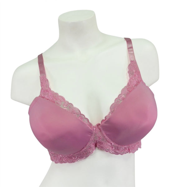 Plus-Size Embroidered Demi Bra - Pink