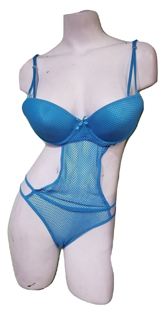 Sexy Sky Blue Fishnet Bodysuit
