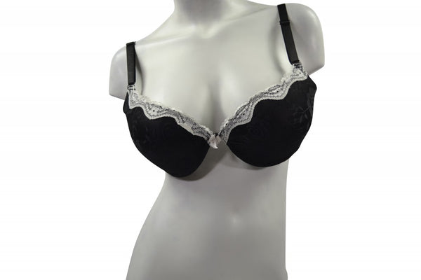 Beautiful Black Lace Bra with White Trim Plus Size 8 pack
