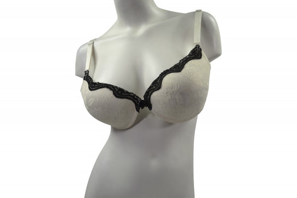 Plus-Size 2pack Black/Ivory Lace Bra with Trim - 16 Bras