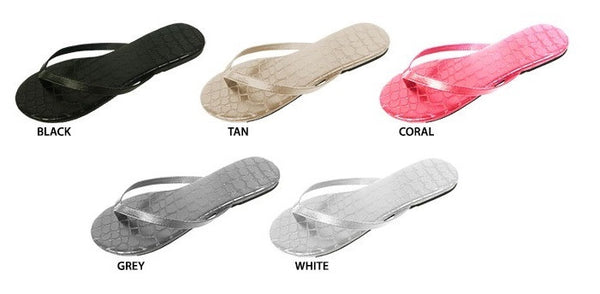 9 Pairs Flip-Flop Sandals with Crocodile-Embossed Footbed