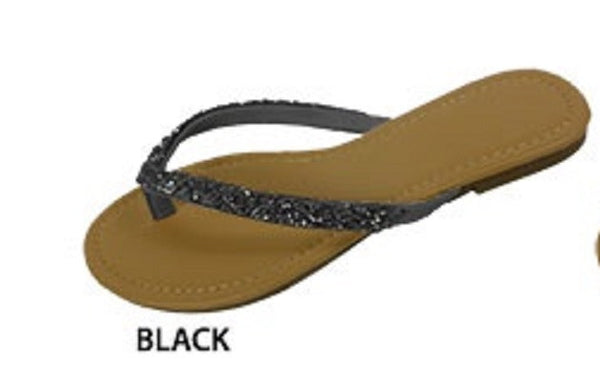 Women's Flip Flop Sandals with Sparkly Gems Thong Straps