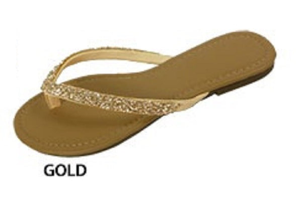 Women's Flip Flop Sandals with Sparkly Gems Thong Straps