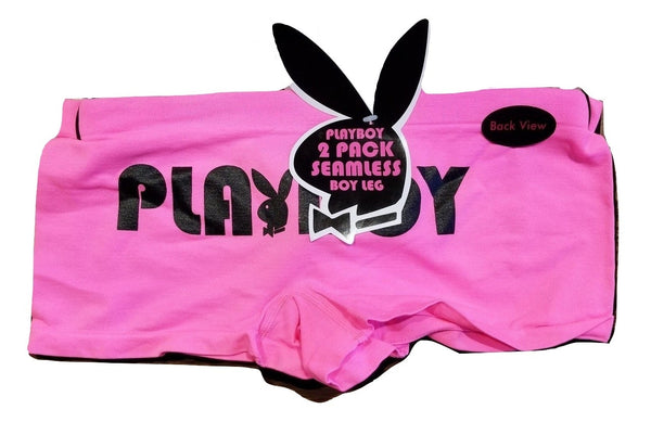 2 Pairs of Plus-Size Playboy Boyshorts - Black & Pink