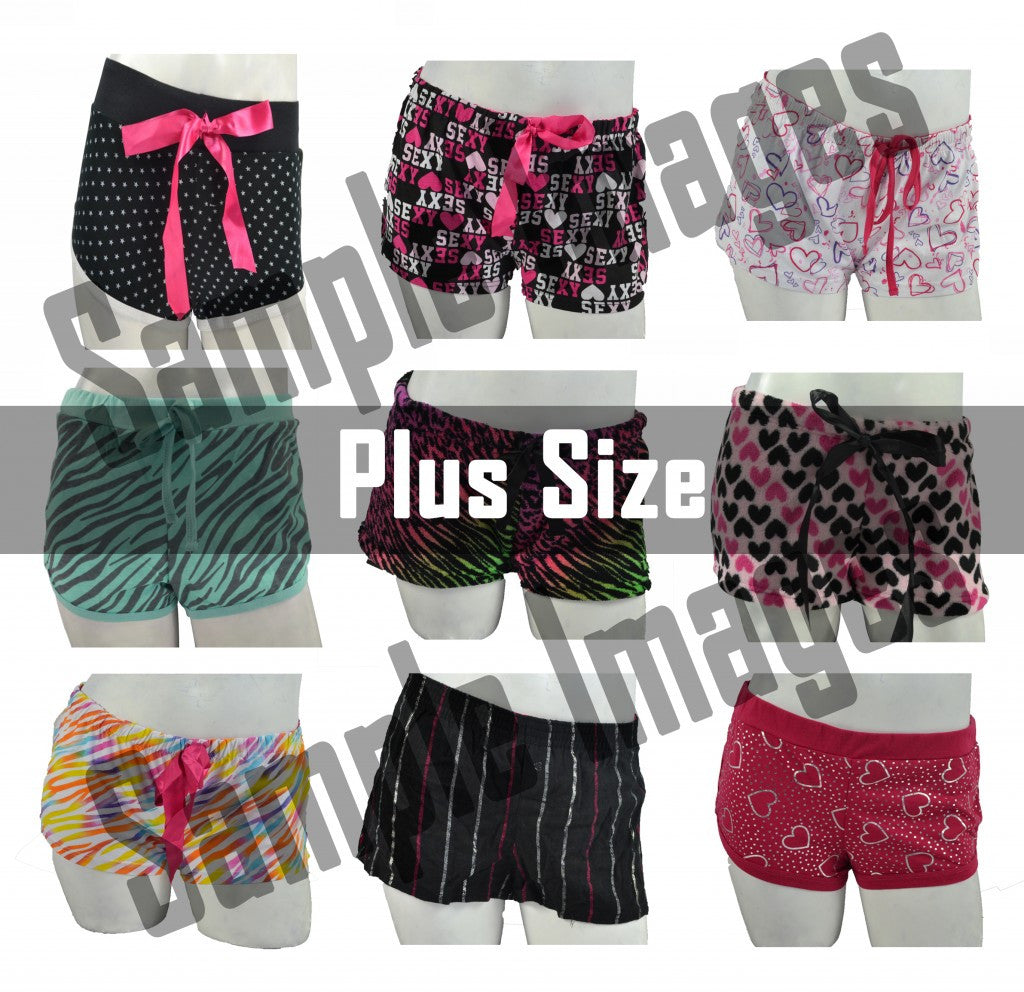 Plus-Size Wholesale Pajama Short Bottoms 8 Assorted Pieces