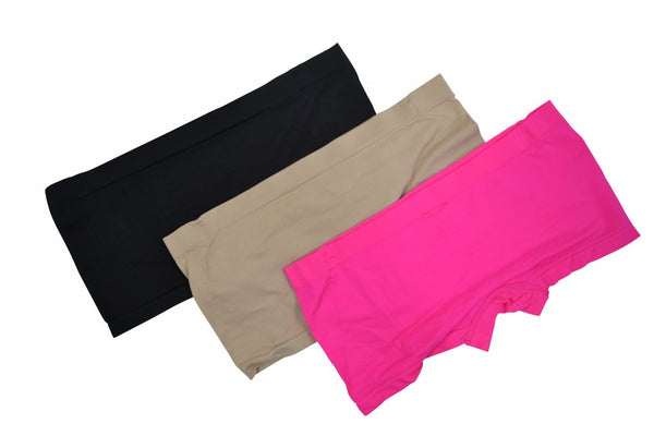 3pk Smooth Slinky Boyshorts - Black Beige Pink