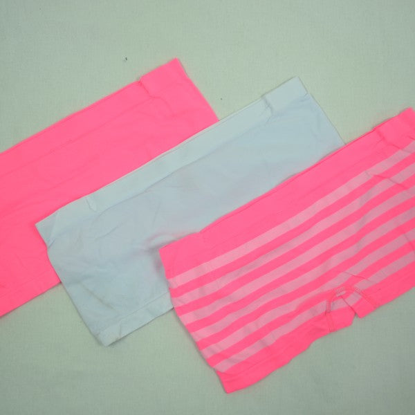 3pk Smooth Slinky Boyshorts - White Pink Stripe