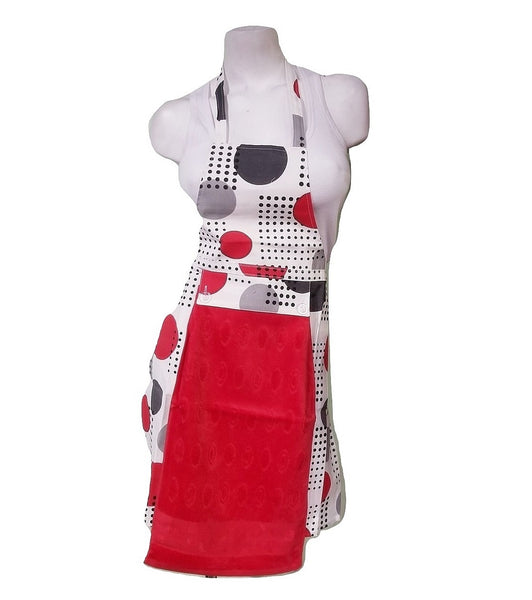 Tie-Back Apron with Towel - Retro Dots