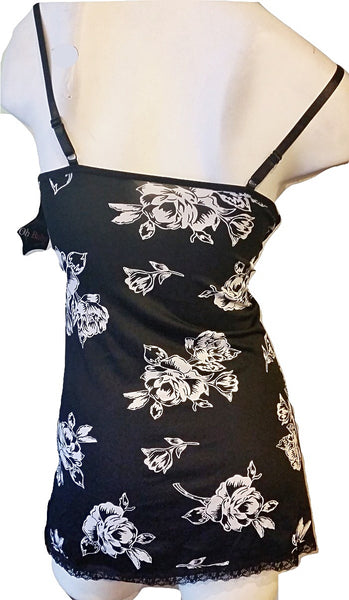 Sexy Slinky Slip-on V-neck Nightie White Flowers