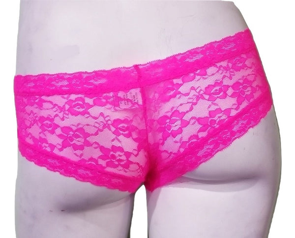 Lace Lace-up Panties - Hot Pink