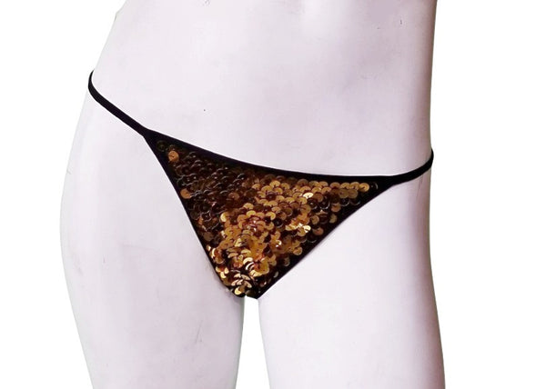Gold Sequin Thongs