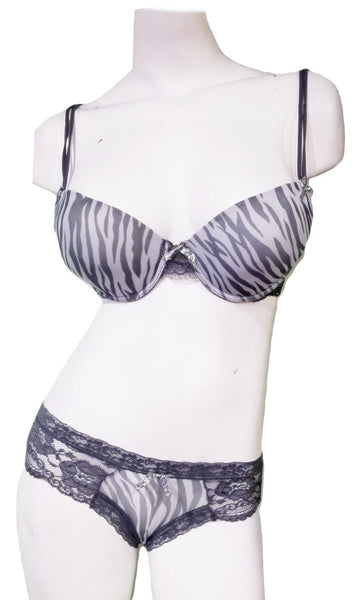 2 Piece Bra & Panty Set - Zebra Mesh