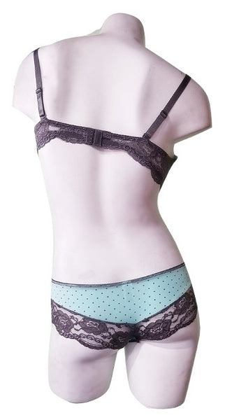 2 Piece Swiss Dots Bra & Panty Set - Soft Mint