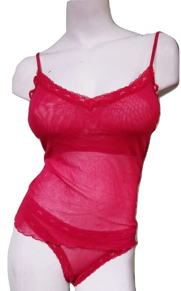 Red Mesh Cami & Thong Set