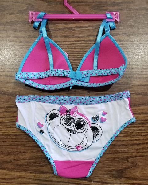 Girls' 2 Piece Bra & Panty Set - Pink Monkey