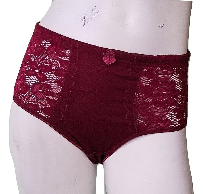 Microfiber & Lace Garnet Red Panties