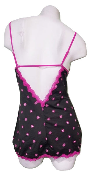 2 Piece Pink Daisy Chemise and G-string Set