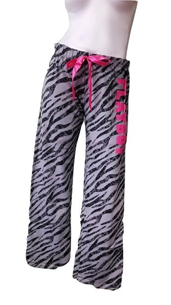 Playboy PJ Pants - Gray Lace Print