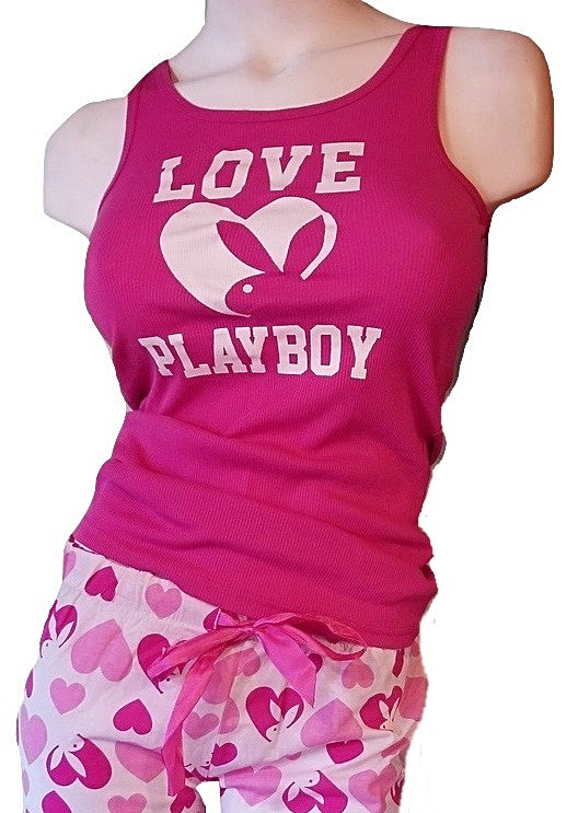 Playboy Plus-Size PJ Set - Pink Bunny Heart