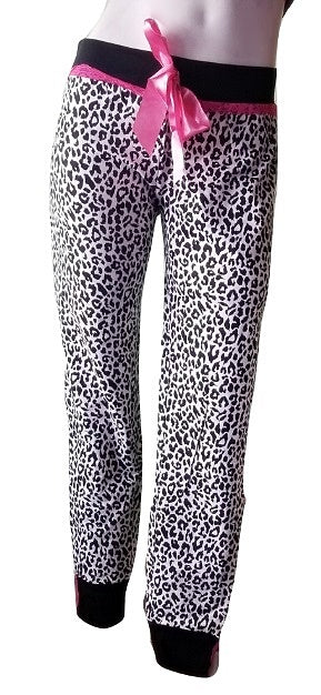 Leopard Print PJ Pants with Lace-trim Cuffs