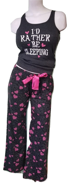 Charcoal & Pink PJ Set - Sleeping