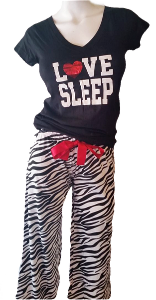 Zebra Print PJ Set - Love Sleep Heart