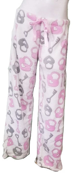 Plus-Size Fleece Heart Lock & Heart Pajama Pants