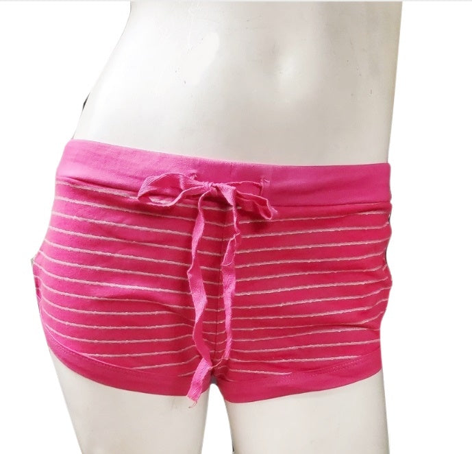 Pink Striped Cotton Shorts