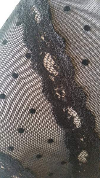 Women's Sexy Black Mesh Peek-a-Boo Teddy