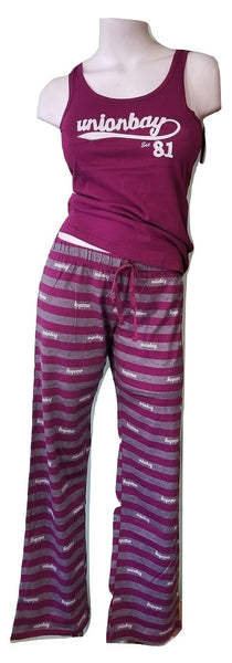 Purple & Gray Striped 100% Cotton PJ Set