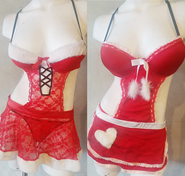 Women Sexy Red Valentine's Day Tie-back Body Aprons