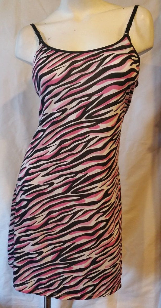 Slip-on Nightie Black White Pink Zebra Stripe - Plus-Size