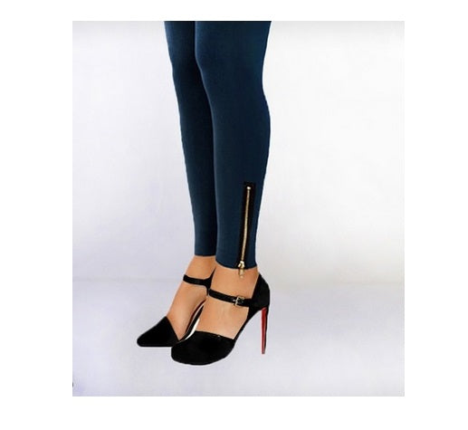 Zipper Ankle Leggings - Navy